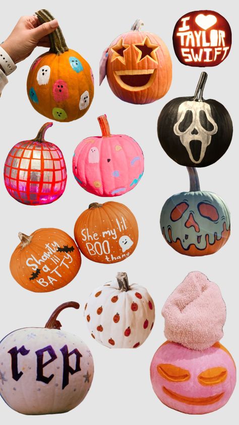 Creative Pumpkin Painting Ideas, Cute Painted Pumpkin Ideas, Halloween Pumpkins Carvings Designs, Pumpkin Painting Party, Halloween Pumpkin Crafts, Creative Pumpkin Painting, Cute Pumpkin Carving, Creative Pumpkin Decorating, Pumpkin Decorating Contest