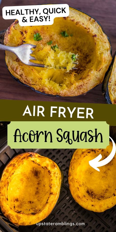 Craving a healthy and flavorful side dish? Try this air fryer acorn squash recipe for a sweet and savory twist on a classic favorite! In just a few minutes, you can enjoy perfectly cooked squash that's bursting with flavor. Quick, easy, and oh-so-delicious! Air Fryer Acorn Squash, Southern Dinner, Acorn Squash Recipes, Healthy Vegetable Recipes, Squash Recipe, Fall Dishes, Easy Air Fryer, Acorn Squash, Air Fryer Recipes Healthy