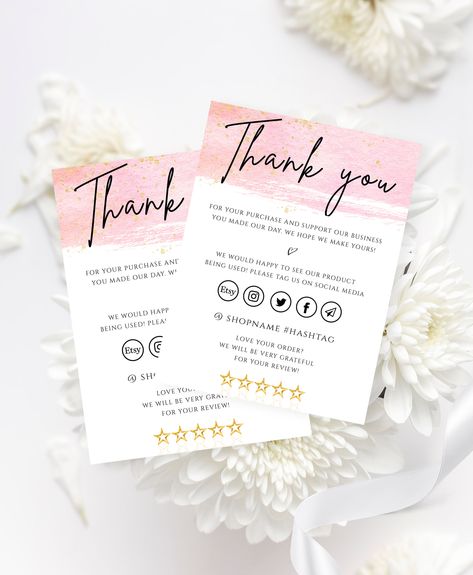 Thank You For Buying Note, Thank You For Your Order Card, Thank You For Your Order, Etsy Packaging, Thank You Template, Small Business Cards, Packaging Ideas Business, Thank You Card Design, Handmade Packaging