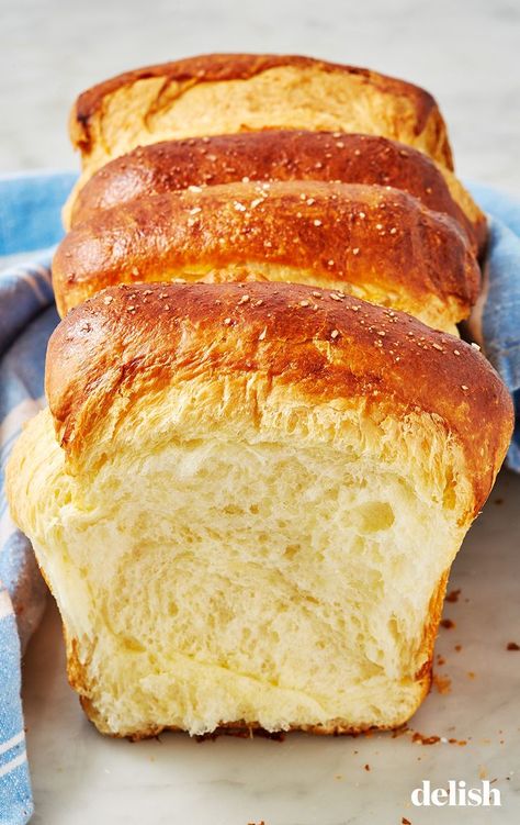 If you love butter, you'll live for this brioche bread. Get the recipe from Delish.com. #brioche #bread #recipe #homemade #howtomake #best #easy #buttery #loaf #sweet Brioche Bread Recipe, Homemade Brioche, Pembuat Roti, A Loaf Of Bread, Brioche Bread, Best Bread Recipe, Loaf Of Bread, Bulgogi, Bread Machine Recipes