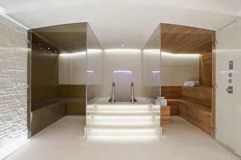 lawson robb creates private vaulted spa beneath london Home Steam Room, Spa London, Spa Hammam, Jacuzzi Room, Spa Luxe, Home Spa Room, Indoor Spa, Townhouse Interior, Sauna Steam Room