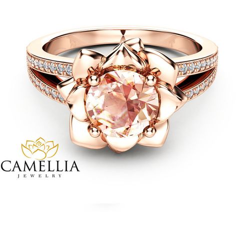 Morganite Flower Engagement Ring 14K Rose Gold Flower Ring Gold Flower Engagement Ring, Morganite Diamond Ring, Quality Rings, Black Hills Gold Jewelry, Flower Engagement, Rose Gold Flower, Rings Unique, Flower Engagement Ring, Morganite Diamond