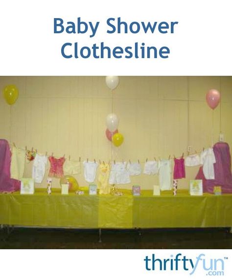 A clothesline can make a fantastic decoration as well as gift presentation for a mother-to-be. Here are some great ideas about making a baby shower clothesline. Clothesline Baby Shower Decor, Baby Shower Clothes Line, Baby Shower Clothesline, Baby Shower Clothes, Baby Shower Gift Bags, Have A Shower, Gift Table, Kinds Of Clothes, New Mothers