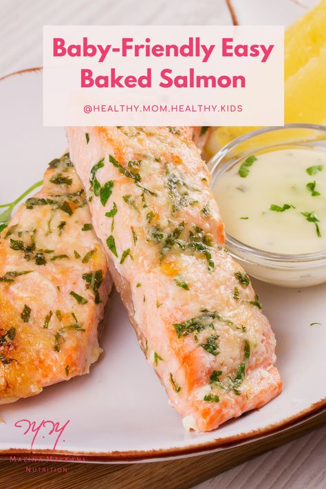 This Baby-Friendly, Easy Baked Salmon recipe works well during baby-led weaning and as a simple weekday meal for the entire family.   #BLWRecipes #BakedSalmon #BabyFriendlyRecipes Salmon Recipe For Baby, Blw Salmon Recipe, Baby Salmon Recipe, Toddler Salmon Recipe, Salmon Baby Led Weaning, Salmon Recipes For Baby, Blw Easy Recipes, Salmon For Toddlers, Salmon Baby Food Recipes