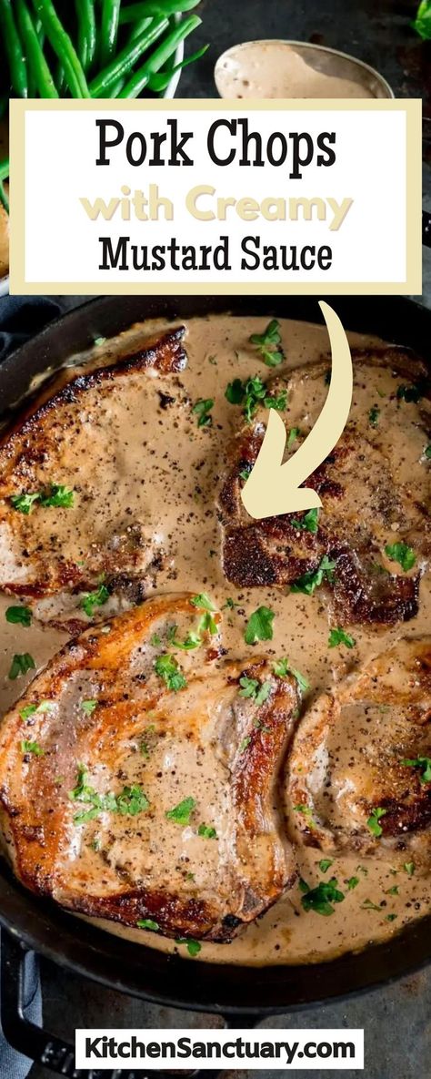 Pork Chop In Sauce, Pork Chops Mustard Cream Sauce, Honey Mustard Pork Chops Crock Pot, Pork Chops With Mustard Sauce, Pork Chop Mustard Sauce, Saucy Pork Chops, Mustard Glazed Pork Chops, Sauce For Pork Chops, Mustard Sauce For Pork