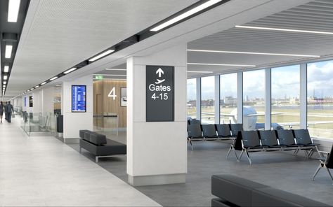 New departure gates and routes for London City Airport - London's Royal Docks Airport Gate, Rustic Farmhouse Exterior, Lounge Aesthetic, London City Airport, Airport Terminal, Airport Design, Airport Lounge, Airport Travel, The Passenger