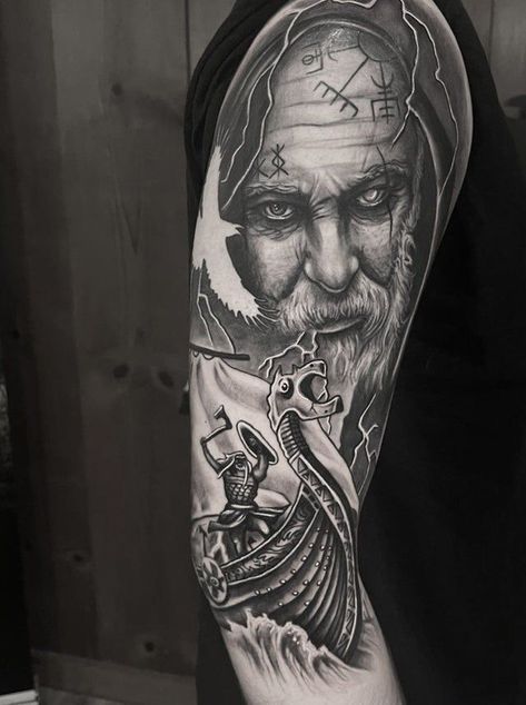 #tattoosocial #tattoostagram #tattoocommunity #tattoobrasil #tattooartmagazine #tattooes #tattoosocietymagazine #tattoocoverup Norse Mythology, Sacramento, Portrait Tattoo, Cool Tattoos, Tattoo Artists, Tattoos