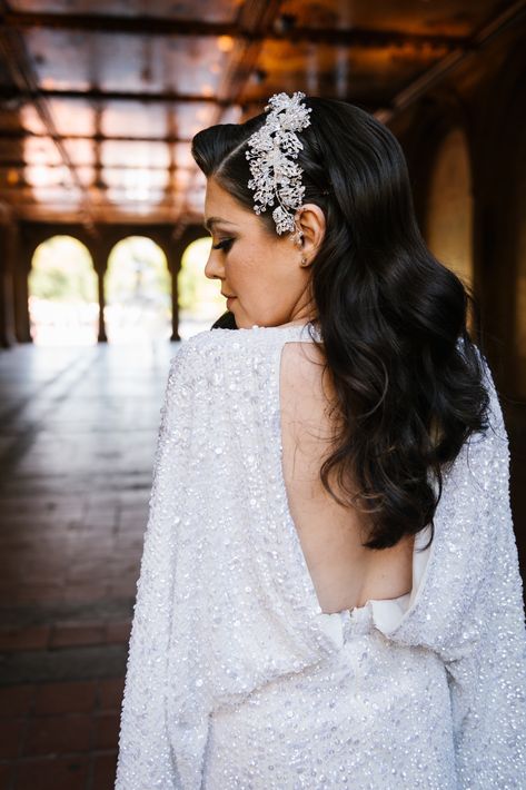 Looking for a fall or winter wedding dress with sleeves? See the ASOS EDITION Ciara sequin kimono sleeve wedding dress in action, under $350! #weddingdresses #weddingdressessimple #winterweddingdress #fallweddingdress #longsleeveweddingdress #bridalstyle #intimateweddingnyc #nycweddingphotos #nycweddingphotography #nycwedding #elopenyc #weddingplanning #nycweddingphotographer #newyorkweddingphotographer #brooklynweddingphotographer #nycelopement #newyorkelopement #outdoorwedding Ciara Wedding Dress, Asos Sequin Wedding Dress, Asos Ciara Sequin Dress, Kimono Sleeve Wedding Dress, Winter Wedding Dress With Sleeves, Winter Wedding Hairstyles, Wedding Dresses Flowy Sleeves, Kimono Wedding Dress, Asos Wedding Dress