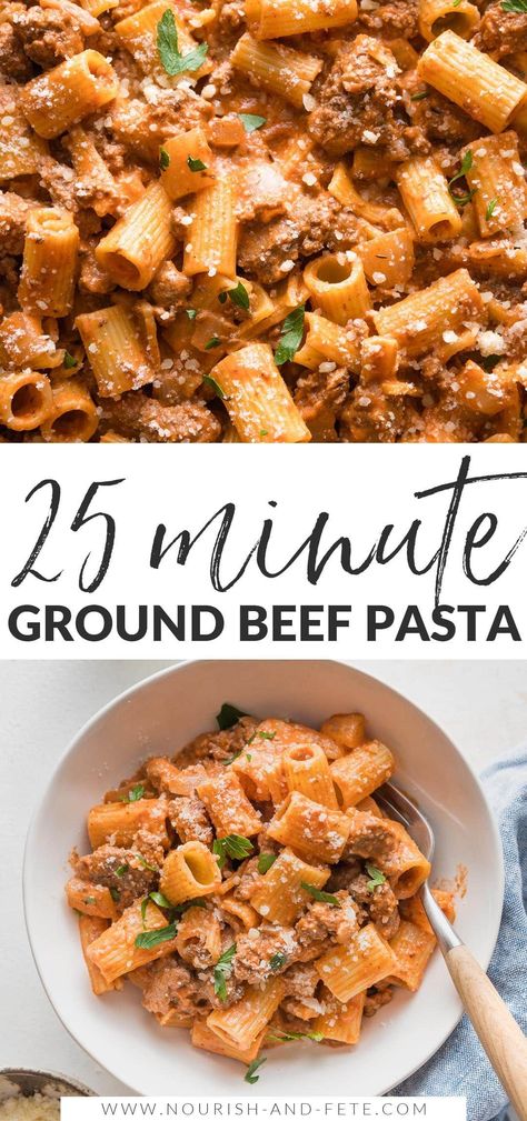 This easy and flavorful Ground Beef Pasta recipe is ready in about 25 minutes using everyday ingredients. It's perfect for simple family dinners! Healthy Ground Beef Pasta, Simple Family Dinners, Cooked Pasta Recipes, Ground Beef Pasta Recipes, Beef Pasta Recipes, Ground Beef Pasta, Healthy Ground Beef, Easy Skillet Meals, Healthy Beef