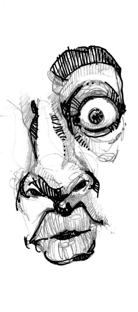 sketch_face001 | Jeff Stone | Flickr Deb Weiers, Scary Drawings, Art Media, Art Painting Gallery, Art Diary, Sketchbook Ideas, Pencil Art Drawings, Abstract Line Art, Art Collage Wall