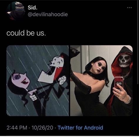 Grim And Malaria, Halloween Couple, Skeleton Makeup, Couples Halloween Outfits, Cute Couple Halloween Costumes, Twitter Tweets, Halloween Inspo, Fantasias Halloween, Cute Halloween Costumes