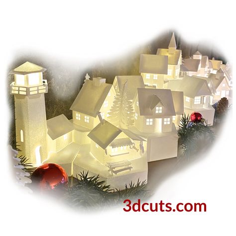 American Gothic House, Lobster Shack, Rose Arbor, Diy Christmas Village, Silhouette Design Studio, Led Tea Lights, Glitter Houses, Putz Houses, Led Fairy Lights