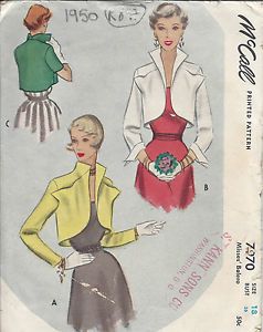 1950-Vintage-Sewing-Pattern-B36-BOLERO-JACKET-R897 1950s Vintage Fashion, 1950s Sewing Patterns, Vintage Vogue Sewing Patterns, Patron Vintage, Jacket Sewing, 1950 Fashion, 얼굴 그리기, 1950 Vintage, Vintage Dress Patterns