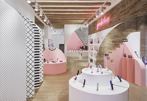 Sexshop Delicatessen X | Retail Design Display, Shop Displays, Planet Love, Store Windows, Makeup Store, News Studio, Wooden Beams, Store Displays, Shop Display