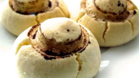 Mushroom Cookies (Mantar Kurabiye) Recipe - Food.com Cottagecore Meals, Mushroom Shaped Cookies, Cornstarch Cookies, Fairy Picnic, Turkish Sweets, Mushroom Cookies, Farmers Market Recipes, Small Crafts, Garden Whimsy