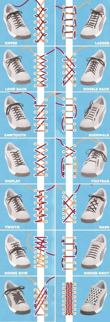 Tipos de cordones Simpul Dasi, Ways To Lace Shoes, How To Tie Shoes, Tie Shoelaces, Simple Life Hacks, Men Style Tips, Shoe Lace Patterns, Diy Shoes, Useful Life Hacks