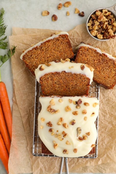 Carrot Cake Loaf - Marisa Bakes Carrot Pecan Cake, Carrot Loaf Recipe, Carrot Cake Aesthetic, Small Carrot Cake, Carrot Loaf, Carrot And Walnut Cake, Carrot Cake Loaf, Breakfast Cupcakes, Breakfast Pie