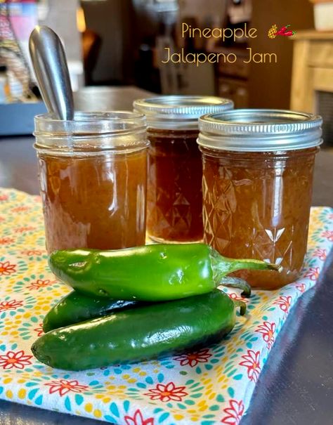 Pineapple Jalapeno Jam, Suburban Gardening, Pineapple Jelly, Pepper Jam, Jalapeno Jam, Pineapple Jam, Apples And Cheese, Pepper Jelly, Jelly Recipes