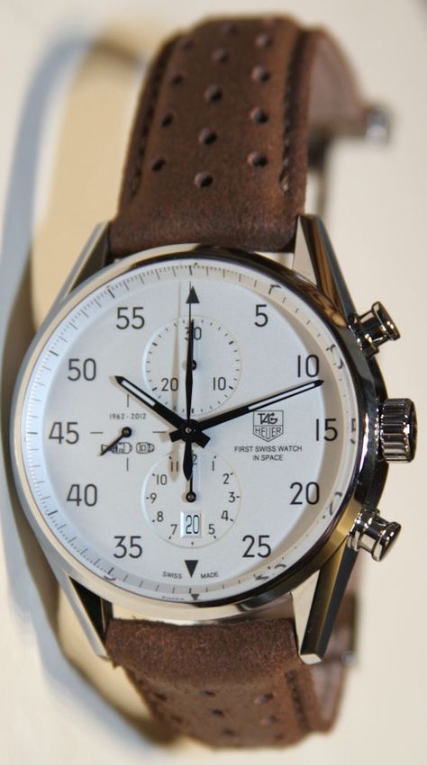 . Tag Heuer Carrera Calibre, Heuer Carrera, Tag Heuer Carrera, Tag Heuer Watch, Brown Leather Strap, Men's Watches, Beautiful Watches, Tag Heuer, Mens Fashion Trends