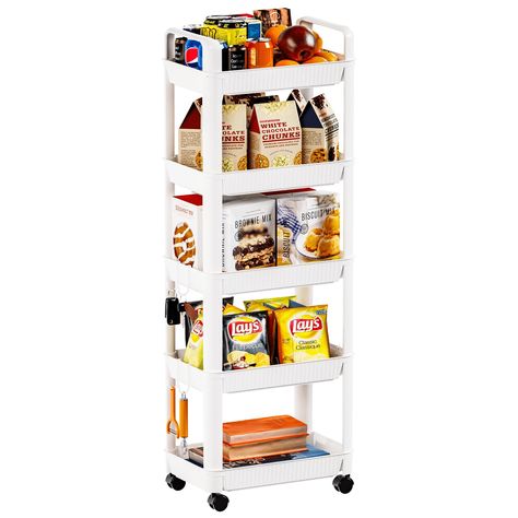 PRICES MAY VARY. 【Large capacity-cart organizer�】10.9 Inch width ,This 5-tier art storage provides large storage space,Use it as bathroom cart, tool cart, book cart, kitchen storage carts, dining carts, service carts and so on. It helps saving, optimization and using space. It makes home organized and meets all kinds of needs at home.Suitable for closets, kitchens,snack, garages, laundry rooms , offices,laundry room organization and bathroom organizers and storage 【Modern Design small space furni Large Bathroom Storage, Bathroom Cart, Storage For Office, Cart Organizer, Storage Carts, Bathroom Organizers, Book Cart, Cart With Wheels, Kitchen Storage Cart