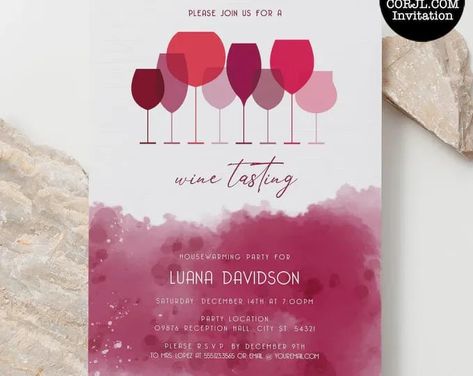 Wine Tasting Party, Adult Party, Wine Tasting Invitation, Adult Invitation, Wine Housewarming Invitations, Printable Invitation, Wine Themed Wine Invitation Design, Wine Tasting Invitation, Wine Invitation, Housewarming Invitations, Background Matching, Safari Invitations, Free Edit, House Warming Invitations, Wine Tasting Party