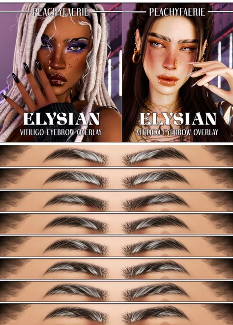 female sims with vitiligo eyebrow overlays Sims 4 Alpha Brows, Natural Lashes Sims 4 Cc, Ts4 Face Tattoo Cc, Sims 4 Cc Vitíligo Skin, Eyebrow Sims 4, Sims 4 Cc Makeup Eyebrows, Sims 4 Vitíligo Cc, Sims4 Makeup Cc, Sims 4 Cc Eyebrows