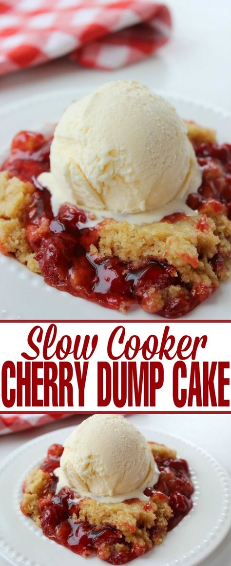 Crockpot Dessert, Food Crockpot, Crockpot Desserts, Cherry Dump Cake Recipe, Cake Mom, Weight Watcher Desserts, Cherry Dump Cake, Christmas Eats, Menu Recipes