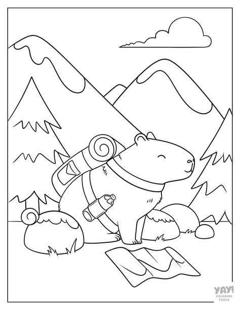 Capybara Coloring Pages (Free Printables) Coloring Book Animals, Capybara Dibujo, Easy Colouring Pages, Colouring In Pages, Cute Coloring Page, Colouring Pages For Kids, Bear Coloring Pages, Coloring Pages Free Printable, Kids Coloring Book