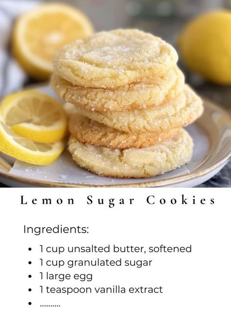 Lemon Royal Icing, Lemon Sugar Cookies, Lemon Sugar, Cookies Ingredients, Granulated Sugar, Royal Icing, Unsalted Butter, Vanilla Extract, Sugar Cookies