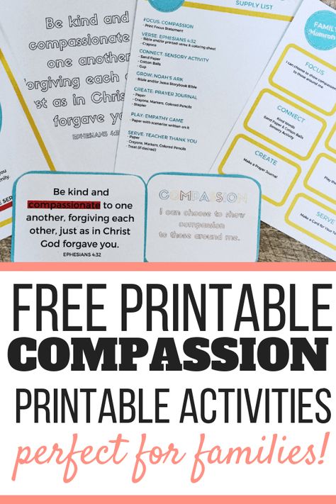 Teaching compassion to kids, family activities to teach compassion, free printables Compassion Worksheet, Self Compassion Activities, Compassion Activities For Kids, Compassion Activities, Compassion Lessons For Elementary, Compassion Focused Therapy Worksheets, Practice Self Compassion, Teaching Compassion, Family Discipleship