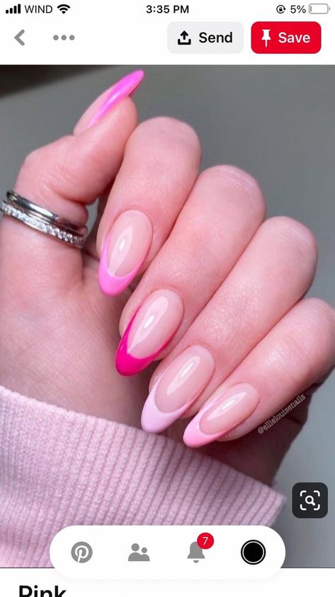 Cute French Tip, Coffin French, Pink French Tip, French Tip Nail Art, Acrylic French, Nails French Tip, French Tip Acrylic Nails, Pink French, Almond Acrylic Nails