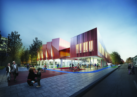 Pollard Thomas Edwards Architects' Sawtooth Design Wins Finsbury Leisure Centre… Shopping Mall Design, Architect Magazine, Leisure Center, Mall Design, Running Track, Public Realm, Landscape Plans, Outdoor Running, Design Competitions