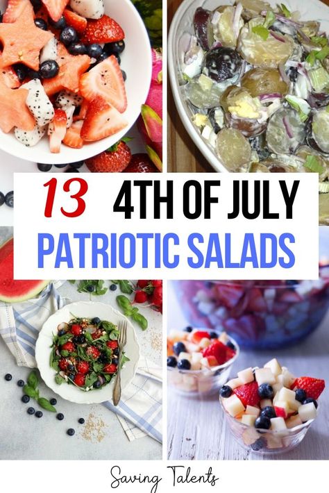 These festive red, white, and blue salads are perfect for your patriotic gatherings this summer!  Bring them to a Memorial Day picnic, or serve them at your 4th of July BBQ.  No Independence Day is complete without a colorful fruit or vegetable salad! 4th Of July Salads, Memorial Day Picnic, Inexpensive Dinner Recipes, Berry Fruit Salad, Blue Vegetables, Holiday Meal Planning, 4th Of July Bbq, Fruit Or Vegetable, Cookout Side Dishes