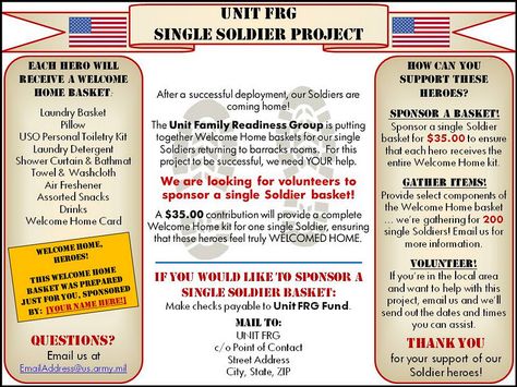 FRG Leaders: Single Soldier Project: Fundraising Military Welcome Home, Sports Fundraisers, Military Wife Life, Army Wife Life, Navy Life, Navy Wife, Army Life, Military Love, Army Wife