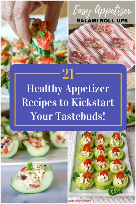 Collage of 4 healthy appetizer recipes. Dash Diet Appetizers, Diet Appetizers, Antipasto Appetizer, Fancy Appetizer Recipes, Veggie Appetizers, Veggie Bites, Dash Diet Recipes, Vegetable Appetizers, Fancy Appetizers