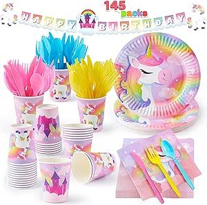 Dino Party Decorations, Themes Party, Unicorn Banner, Mermaid Birthday Party Decorations, Unicorn Party Supplies, Unicorn Birthday Party, Plastic Forks, Unicorn Theme, Plastic Spoons