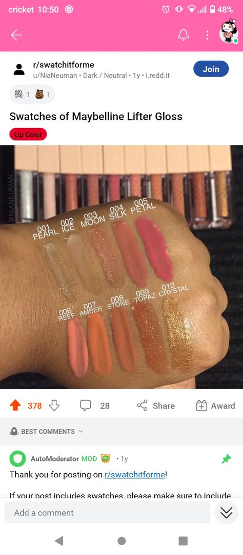 Swatches of Maybelline Lifter Gloss on tan, brown, medium, deep, dark skin Maybelline Lifter Gloss Rust, Lifter Gloss Swatches, Maybelline Lifter Gloss Swatches, Maybelline Lip Lifter Gloss, Lifter Gloss Maybelline, Maybelline Gloss, Maybelline Lip Gloss, Maybelline Lifter Gloss, Maybelline Lifter