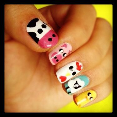 Farm Animal Nails, Farm Nails, Cookie Monster Nails, Animal Nail Designs, Belle Nails, Monster Nails, Kids Nails, Girls Nail Designs, Western Nails