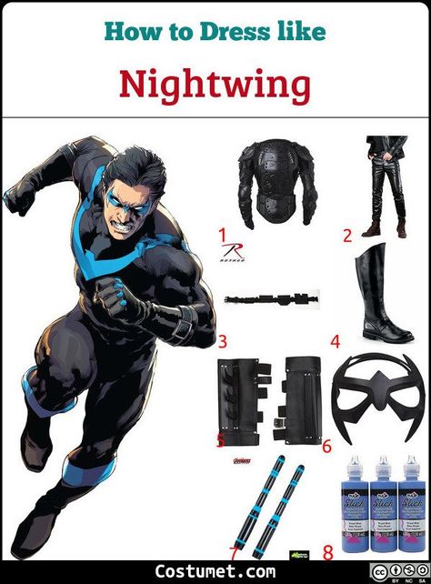 Nightwing Costume, Nightwing Arkham Knight, Nightwing Halloween Costume, Nightwing Suit, Nightwing Costumes, Nightwing Cosplay, Dc Costumes, Ninja Training, Robin Cosplay