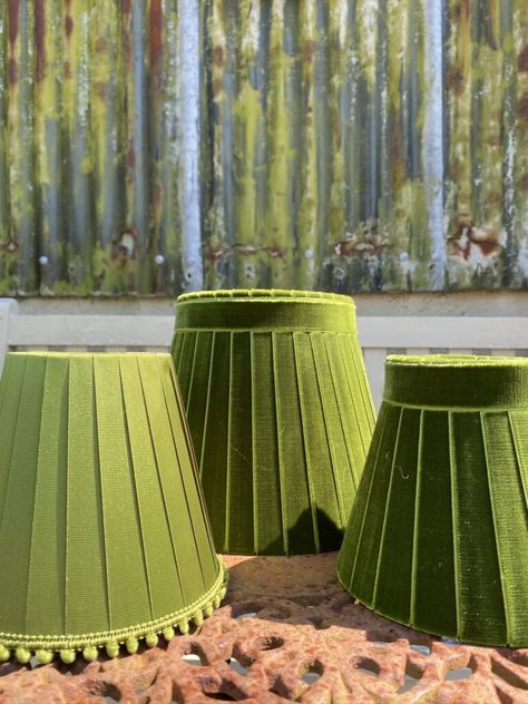 Ribbon lamp shades and lamp bases | Handmade by Bay Design | Shop Vintage Lamp Shade Makeover, Painted Moulding Ideas, Extra Large Lamp Shade, Lamp Shade Vintage, Lamp Shade Makeover Ideas Lampshade Redo, Handmade Lamp Shade, Ribbon Lampshade Diy, Moss Lampshade, Ribbon Lampshade