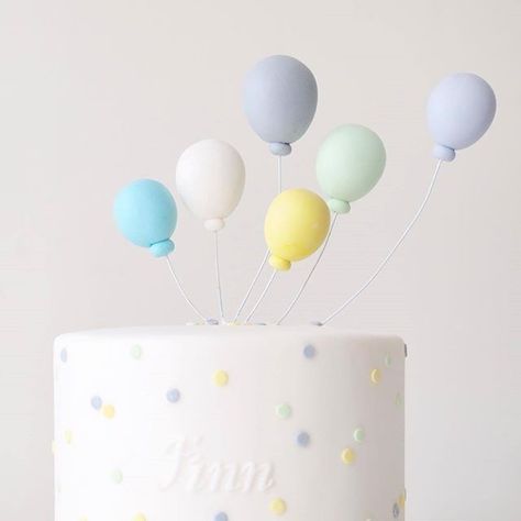 Happy 1st birthday to Finn! Fondant Balloons, Birth Cake, Birthday Cake With Fondant, Birth Cakes, Twin Birthday Cakes, Cake With Fondant, Baby First Birthday Cake, Elegant Birthday Cakes, Happy 1st Birthday