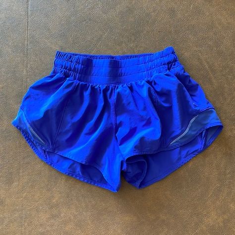 lululemon hotty hot shorts -bright blue Bright Blue Shorts Outfit, Dark Blue Lululemon Shorts, Lululemon Hotty Shorts Blue, Bright Blue Clothes, Lululemon Shorts Poshmark, Lululemon Blue Shorts, Outfits With Lululemon Shorts, Lululemon Shorts Hotty Hot, Lulu Lemon Hotty Hot Shorts