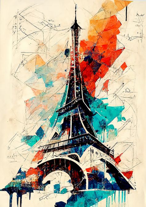 Eiffel Tower Drawing, Eiffel Tower Print, The Eiffel Tower, Hand Art Drawing, Hand Art, Art Abstrait, Photo Lab, Modern Interior Design, Mosaic Art