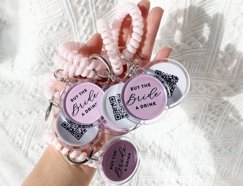 20 COLORS Buy the Bride a Drink QR Code Bracelets Keychain - Etsy Venmo Bachelorette, Buy The Bride A Drink, Code Bracelets, Bachelorette Party Favor, Multiple Bracelets, Wedding Bracelets, Wedding Jewelry Bracelets, Bachelorette Party Favors, A Drink