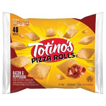 Totino's™ Bacon & Pepperoni Pizza Rolls 19.8 oz Pizza Rolls Totinos, Grocery Aesthetic, Totinos Pizza, Totinos Pizza Rolls, Pizza Variety, Butterfly Snacks, Pepperoni Pizza Rolls, American Sweets, Prepper Pantry