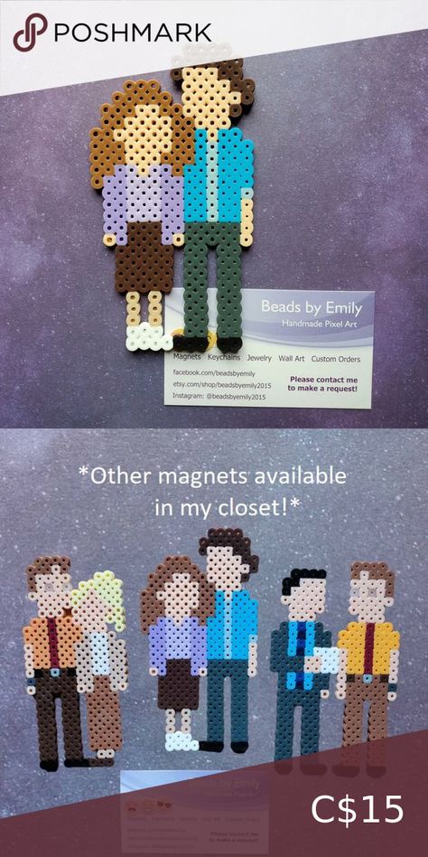 The Office Magnet - Pam & Jim - Handmade - Jim Halpert Pam Beesly Dunder Mifflin The Office Perler Bead Patterns, The Office Perler Beads, Office Tree, Pam The Office, Gift Ideas Best Friend, Pam Beesly, The Office Us, Teens Room, Schrute Farms