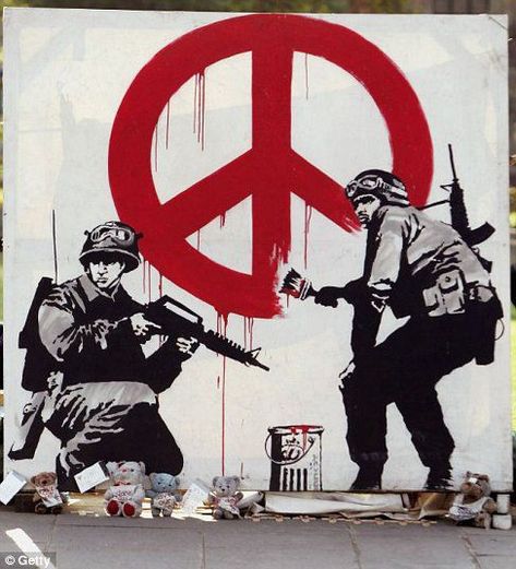 Pictures: Best of Banksy Graffiti | Metro UK Child Soldier, Banksy Mural, Banksy Artwork, Street Art Banksy, Protest Art, Banksy Graffiti, Banksy Art, Graffiti Artwork, Amazing Street Art