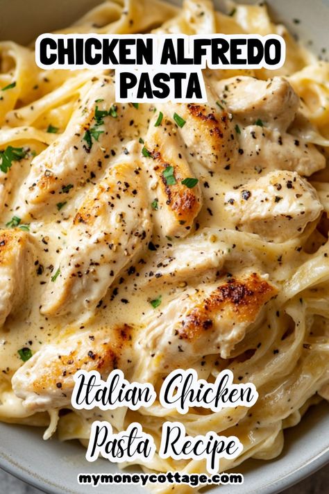 Easy Meals For Dinner Pasta, Chicken In Alfredo Sauce, Chicken Alfredo For 2, Stove Top Chicken Alfredo, Chicken And Alfredo Sauce Recipes, Garlic Chicken Alfredo Pasta, Pasta Recipes With Alfredo Sauce, Chicken For Pasta Recipes, Lemon Chicken Alfredo Pasta