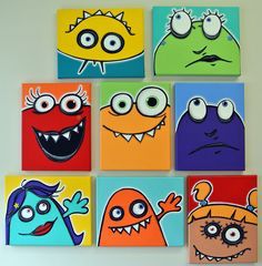 Monster Art Easy Canvas Art For Kids, Canvas Art For Kids, Easy Canvas, Easy Canvas Art, Kids Canvas, Paint Paint, Camping Art, Monster Art, Autumn Art