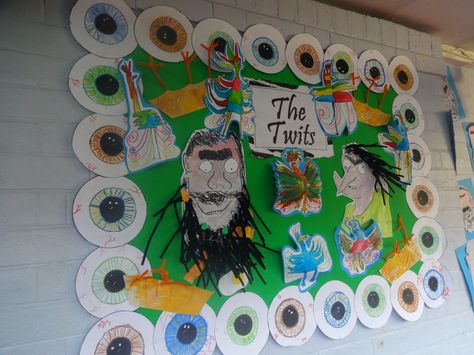 The twits Hamlet Classroom Display, Bfg Classroom Display, Genre Bulletin Boards Elementary, Books We've Read Display, Roald Dahl The Twits, Roald Dahl Activities, Display Boards For School, Welcome Bulletin Boards, The Twits